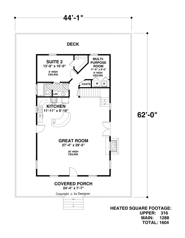 Main Level Floor Plan image of The Shadowbrook House Plan